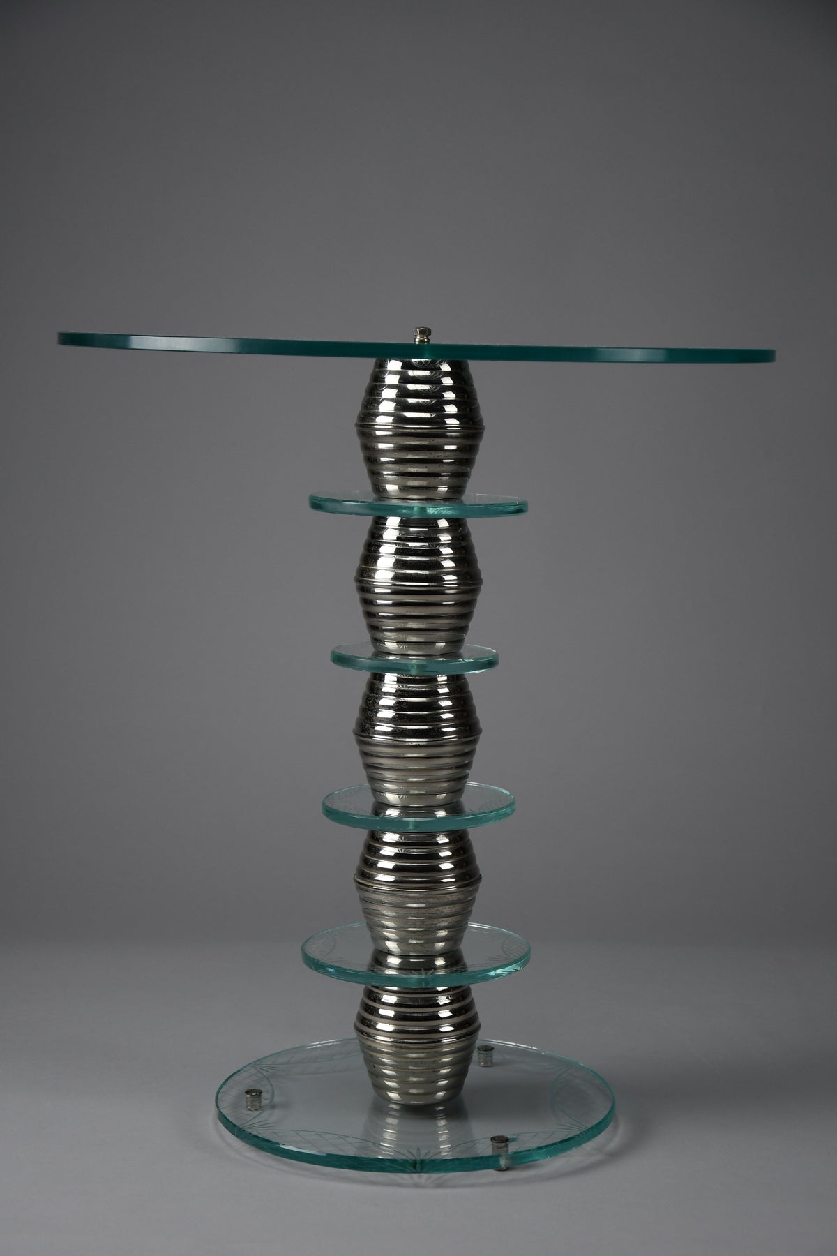 Italian mid-century glass side table in the style of Fontana Arte, 1940s