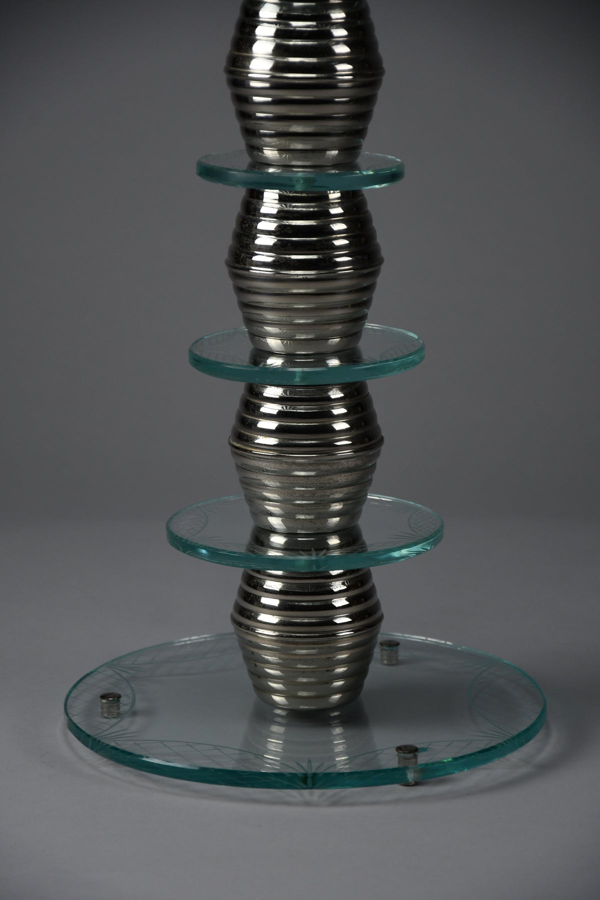 Italian mid-century glass side table in the style of Fontana Arte, 1940s