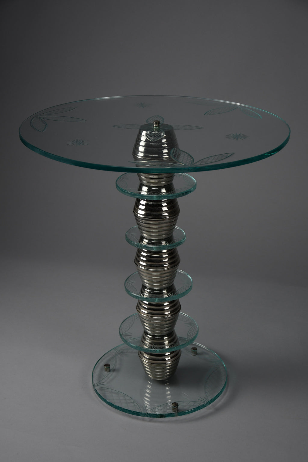 Italian mid-century glass side table in the style of Fontana Arte, 1940s