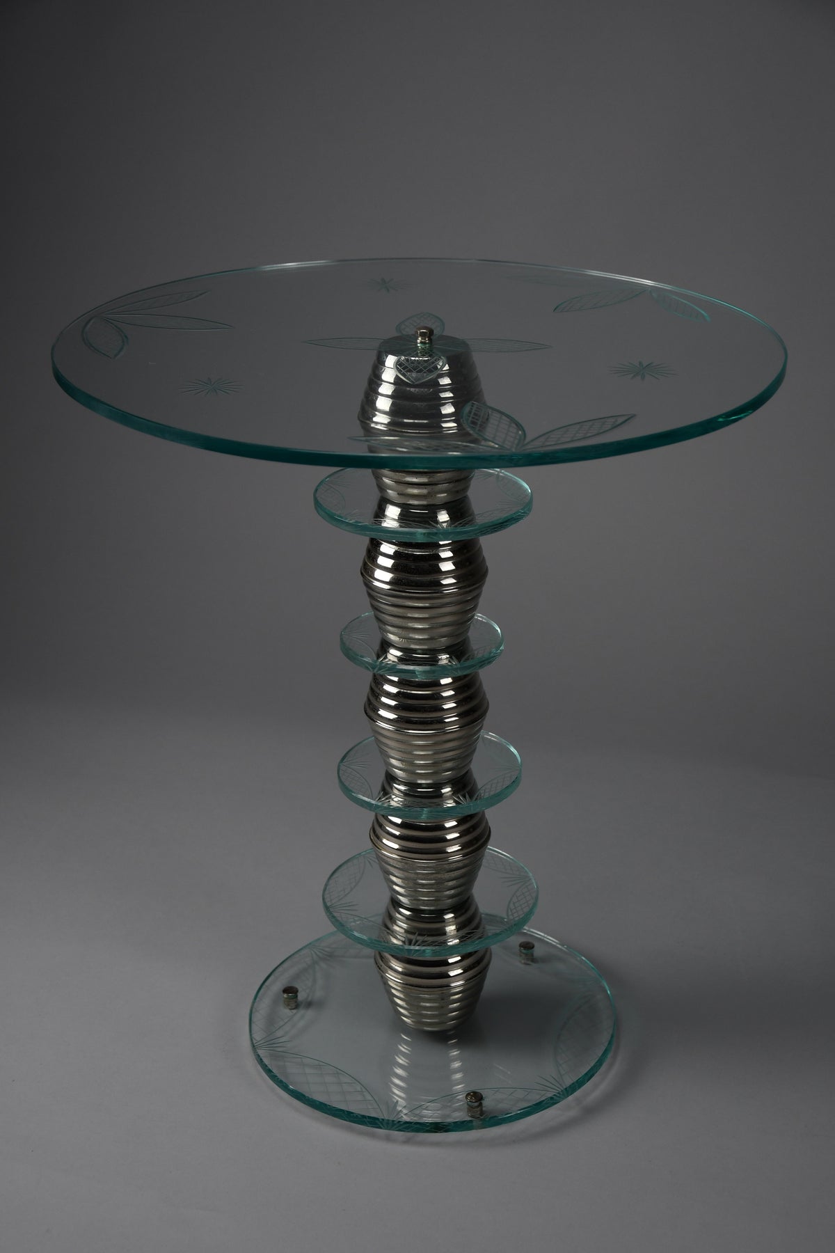 Italian mid-century glass side table in the style of Fontana Arte, 1940s