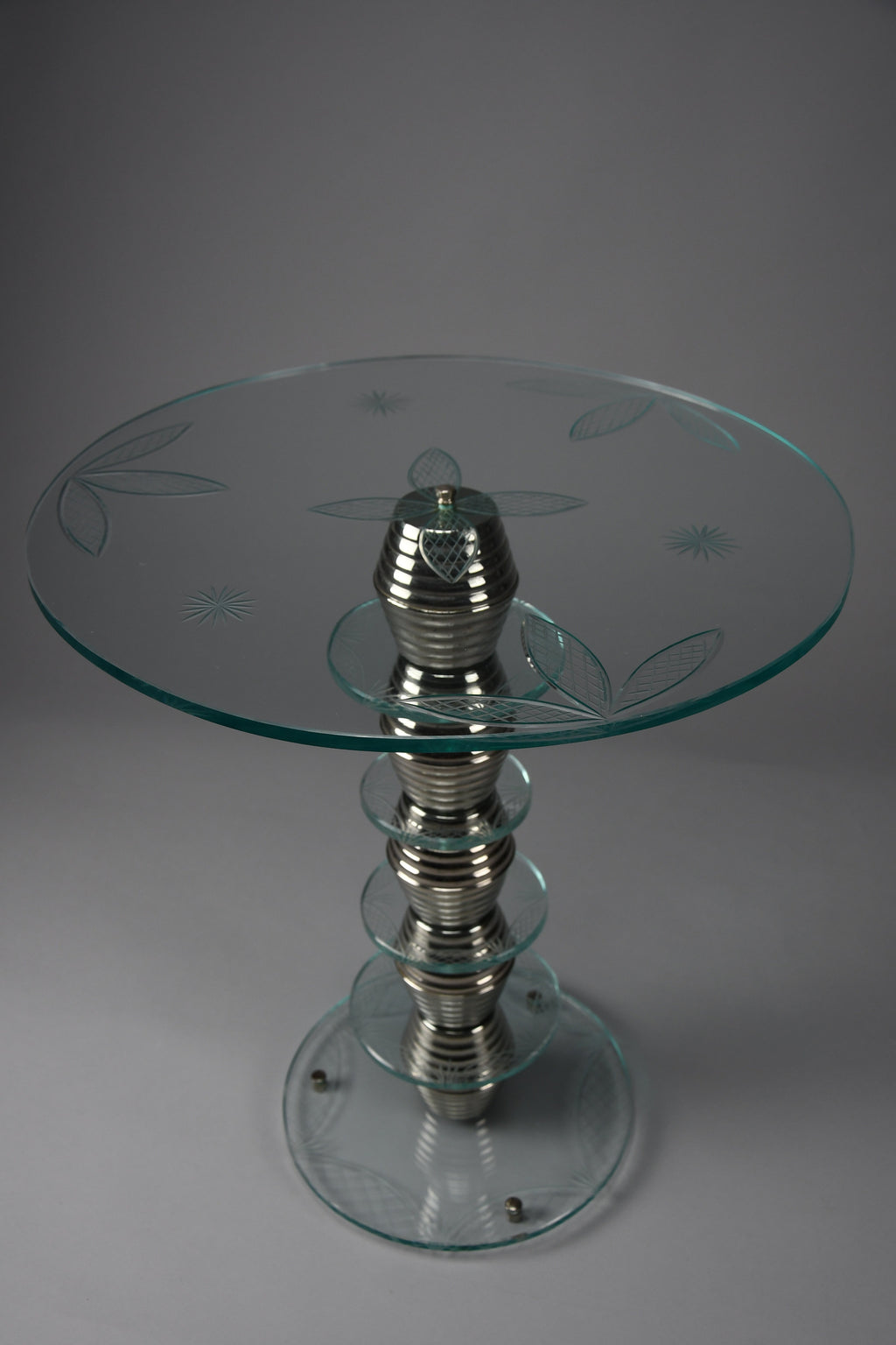 Italian mid-century glass side table in the style of Fontana Arte, 1940s