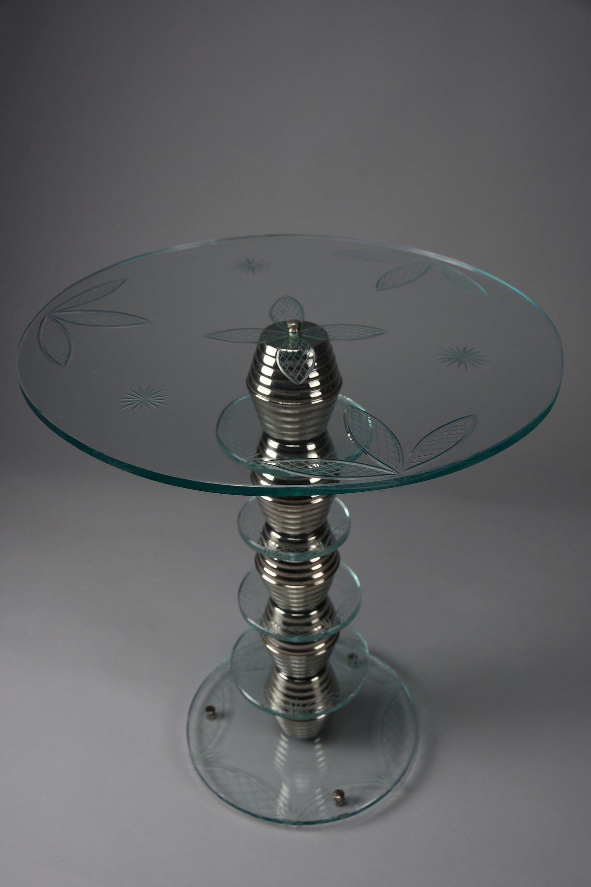 Italian mid-century glass side table in the style of Fontana Arte, 1940s