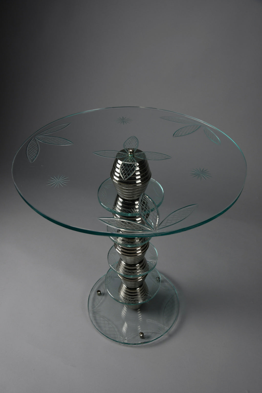 Italian mid-century glass side table in the style of Fontana Arte, 1940s