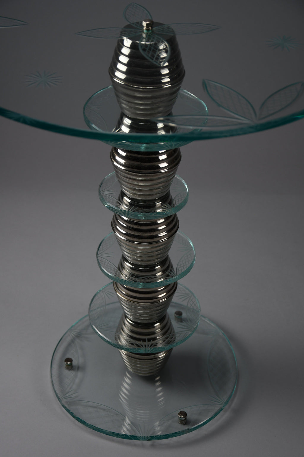 Italian mid-century glass side table in the style of Fontana Arte, 1940s