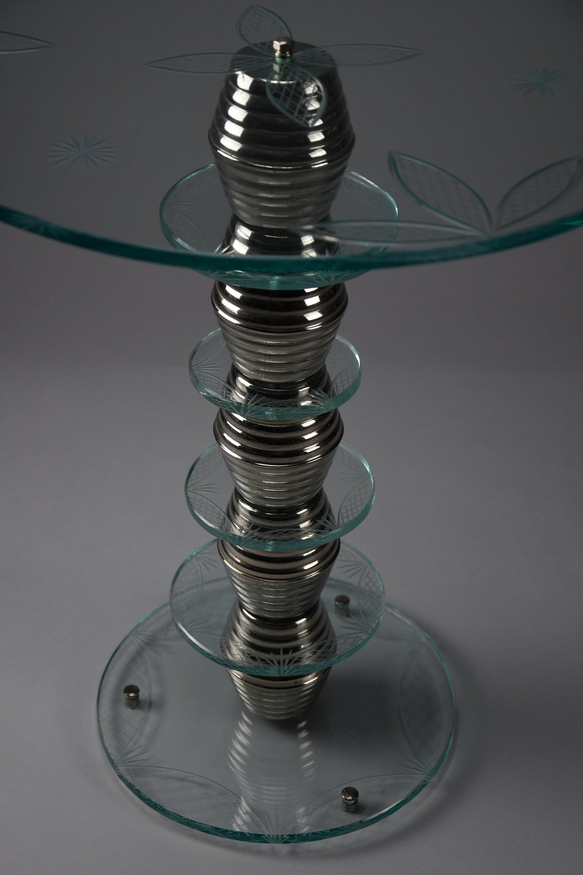 Italian mid-century glass side table in the style of Fontana Arte, 1940s