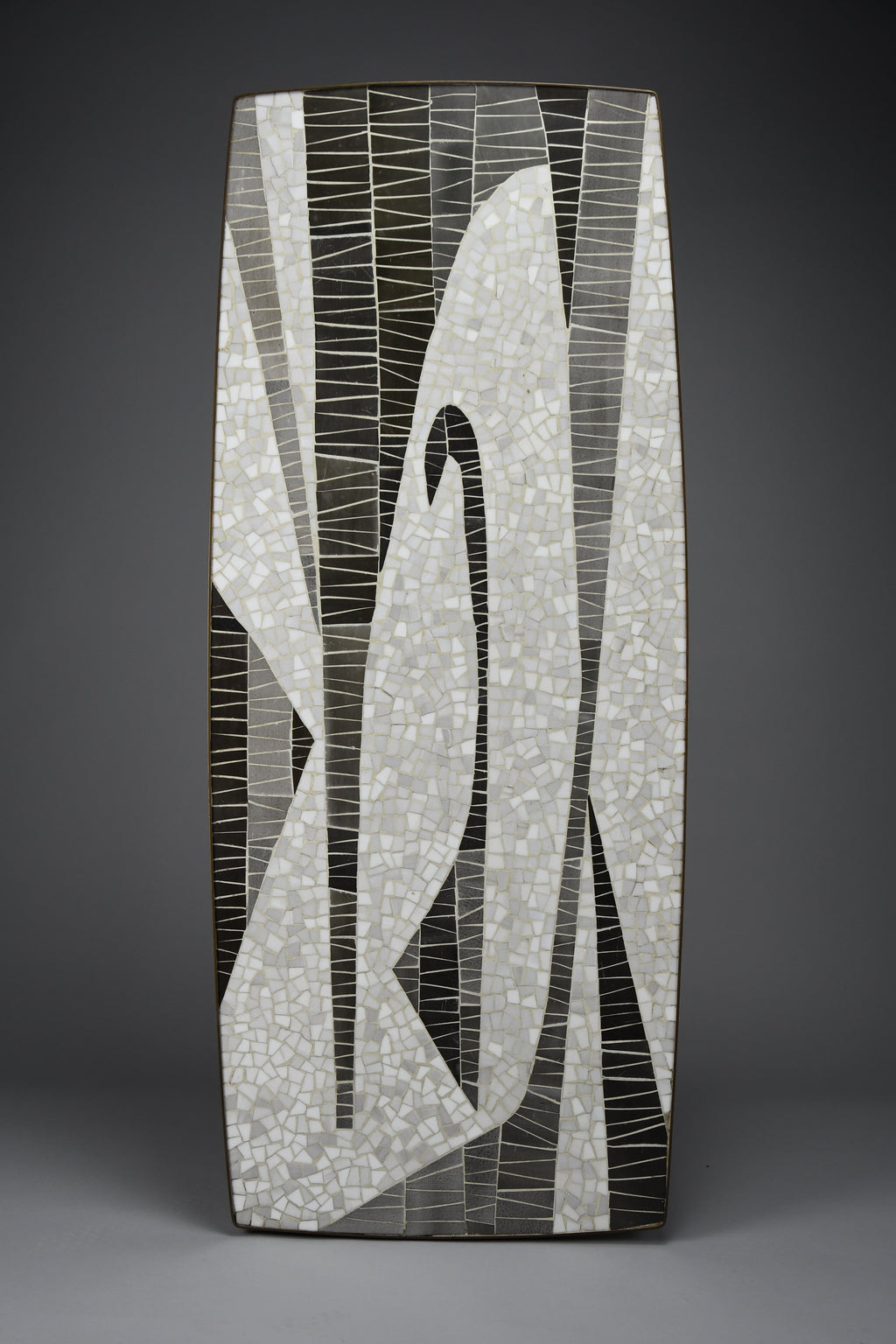 Berthold Müller abstract black & white glass mosaic coffee table with brass legs, 1950s