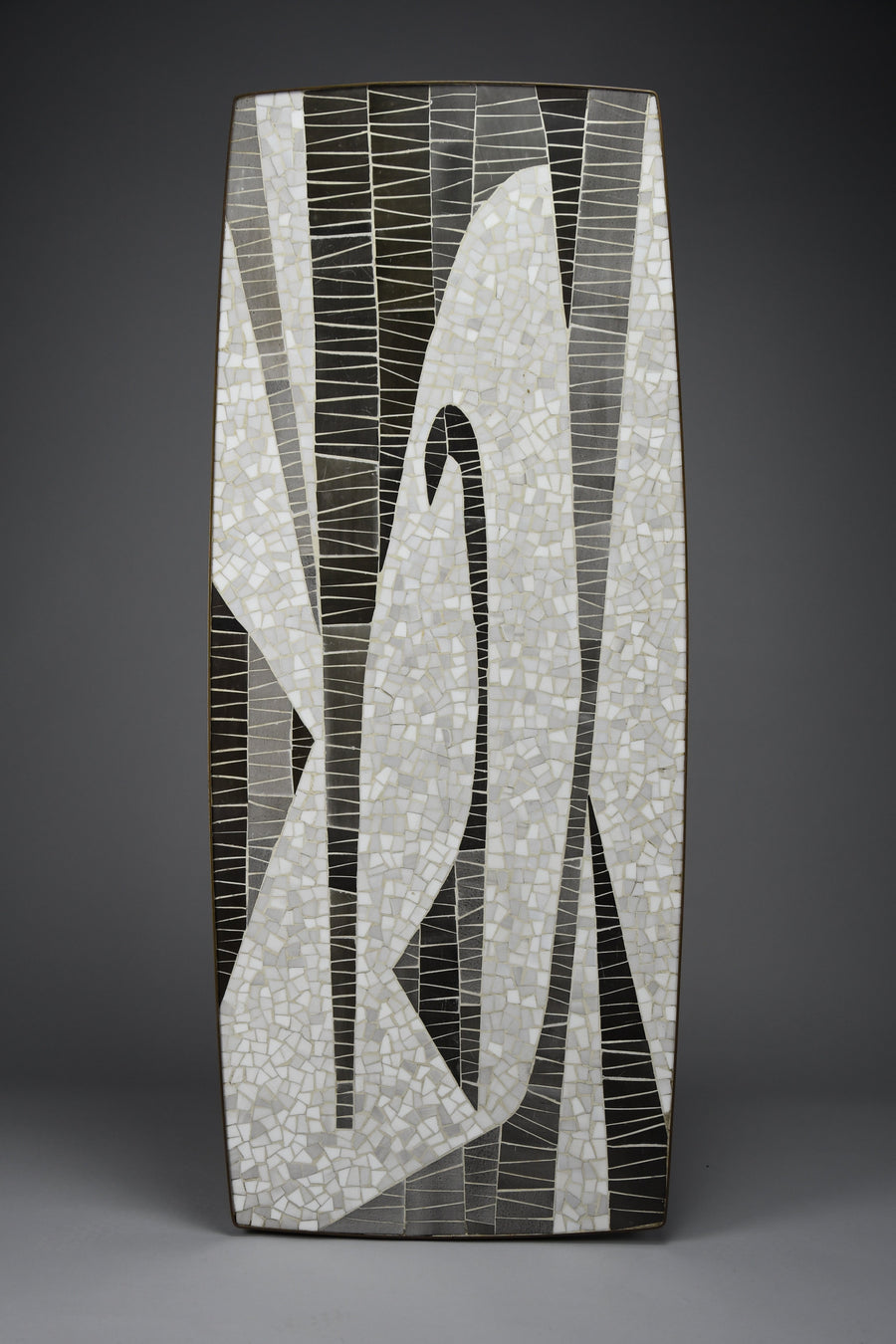 Berthold Müller abstract black & white glass mosaic coffee table with brass legs, 1950s