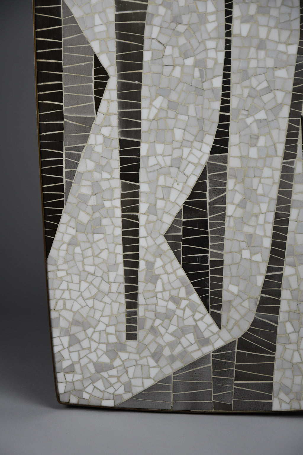 Berthold Müller abstract black & white glass mosaic coffee table with brass legs, 1950s