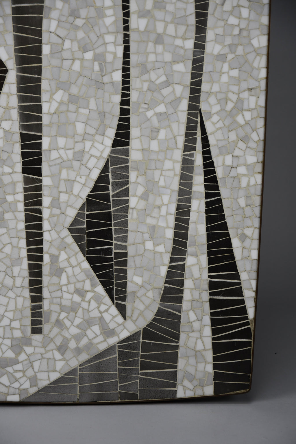 Berthold Müller abstract black & white glass mosaic coffee table with brass legs, 1950s