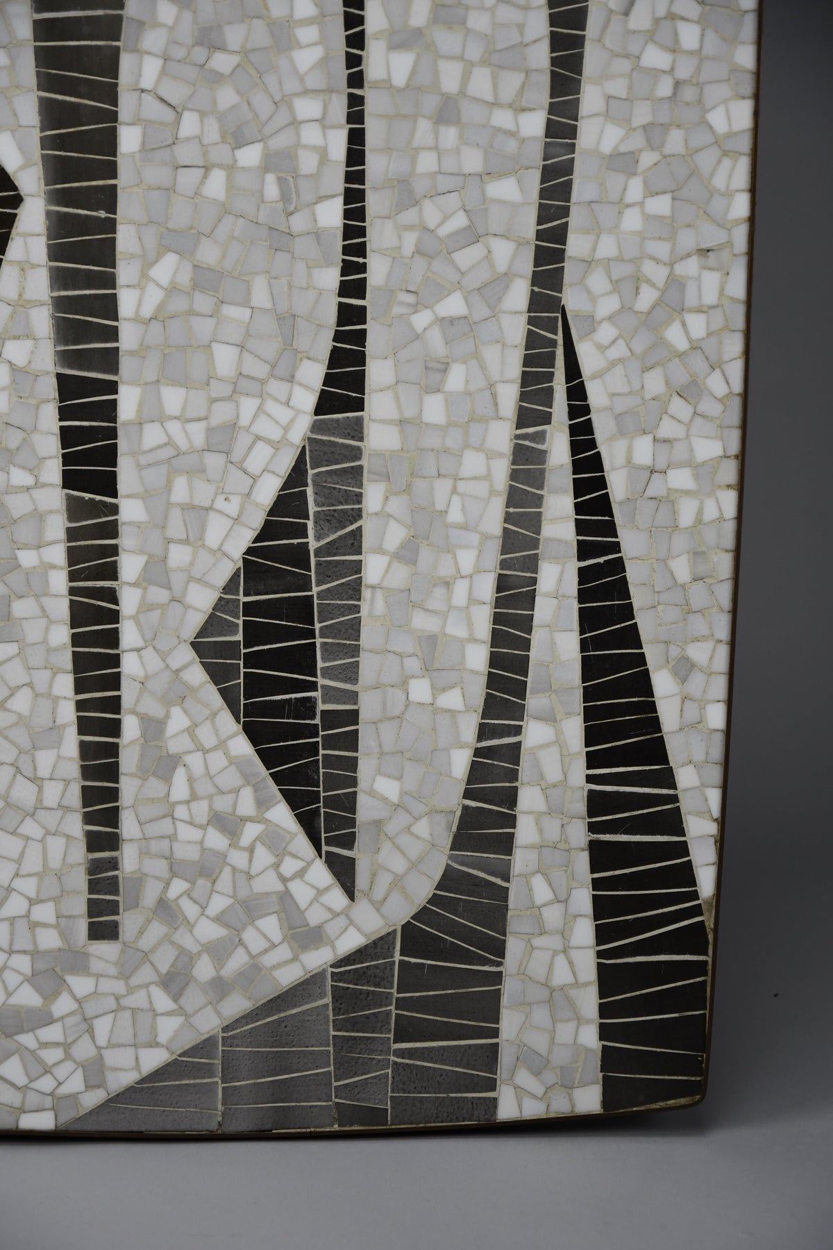 Berthold Müller abstract black & white glass mosaic coffee table with brass legs, 1950s