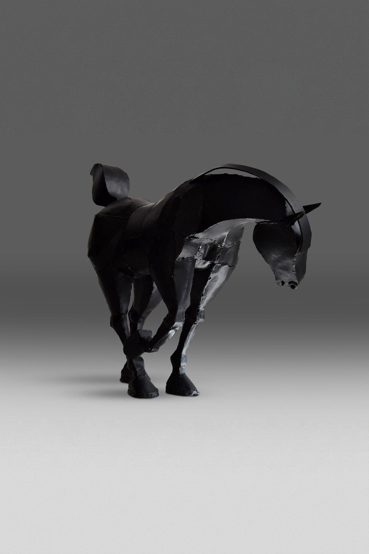 Welded iron horse sculpture by Lida Boonstra, 1998
