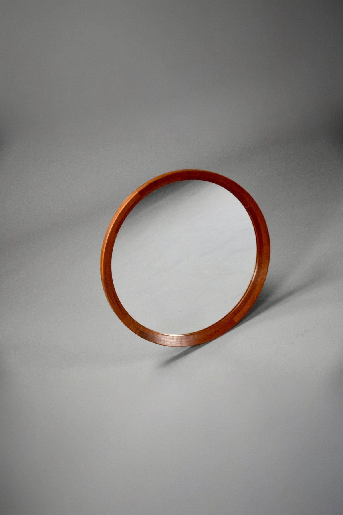 Mid-century modern Danish design teak round mirror