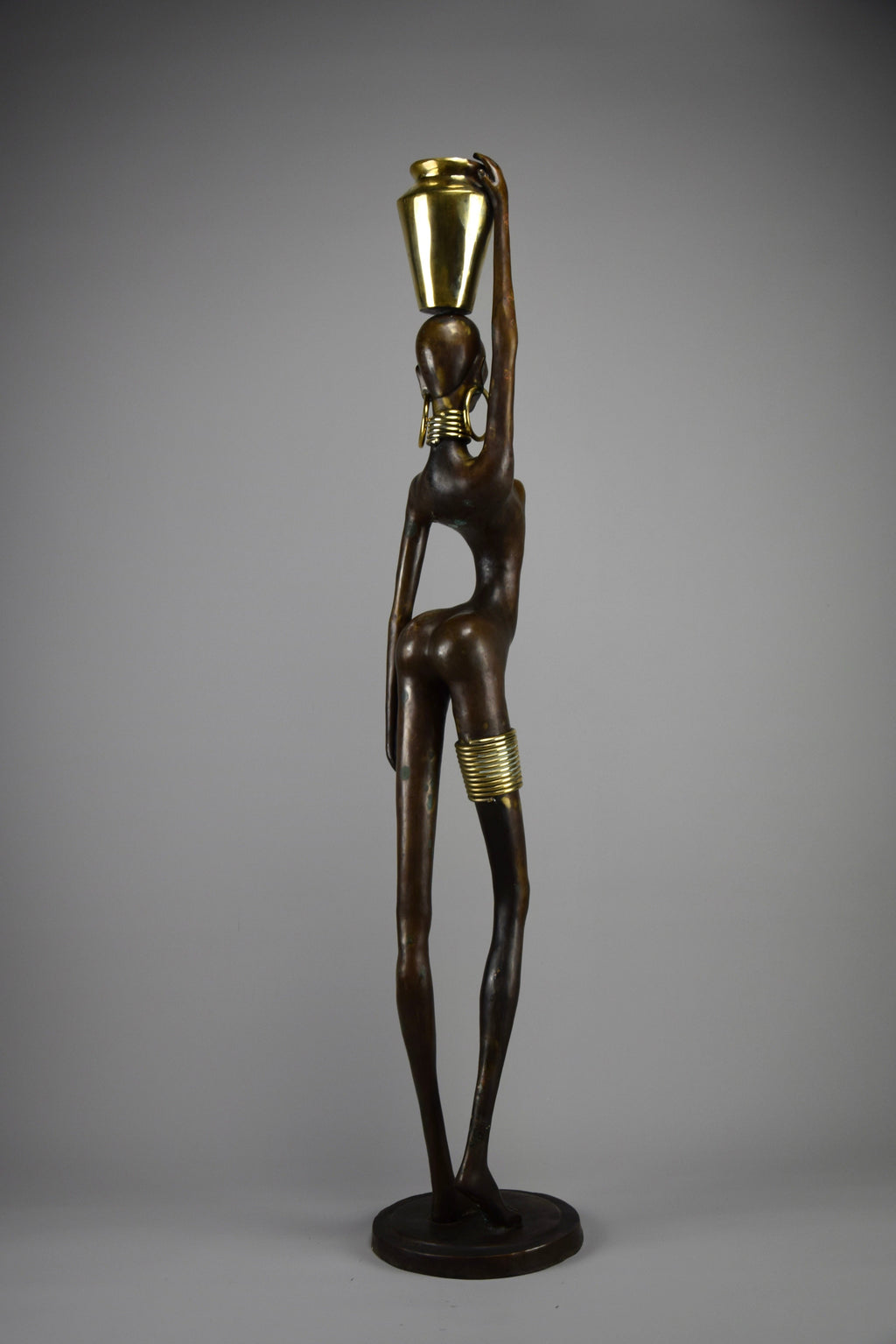 Exquisite brass and copper mid century modern African female sculpture - Art