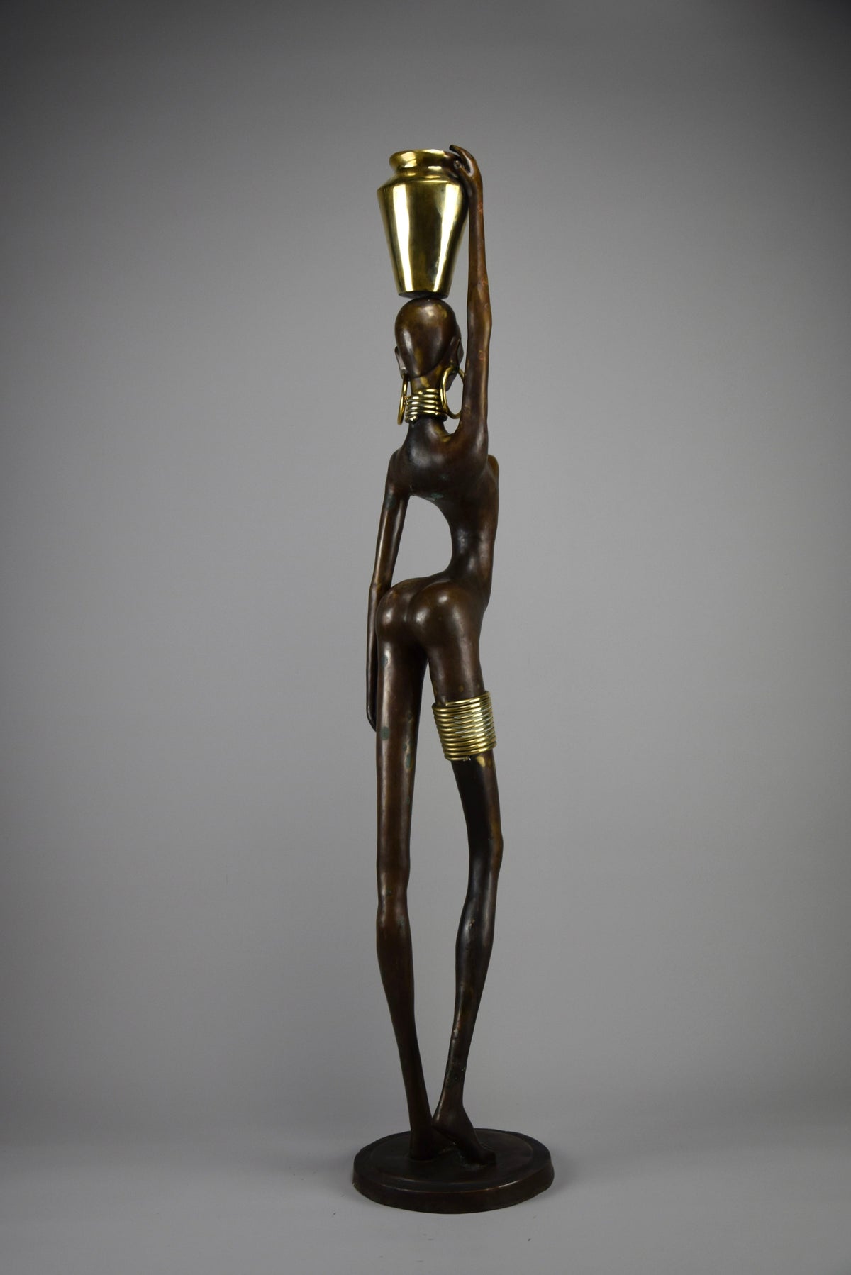 Exquisite brass and copper mid century modern African female sculpture - Art
