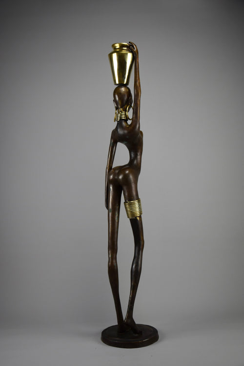 Exquisite brass and copper mid century modern African female sculpture - Art