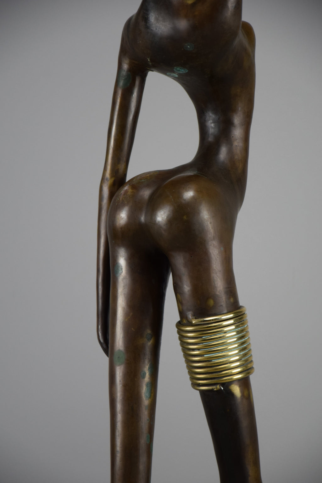 Exquisite brass and copper mid century modern African female sculpture - Art