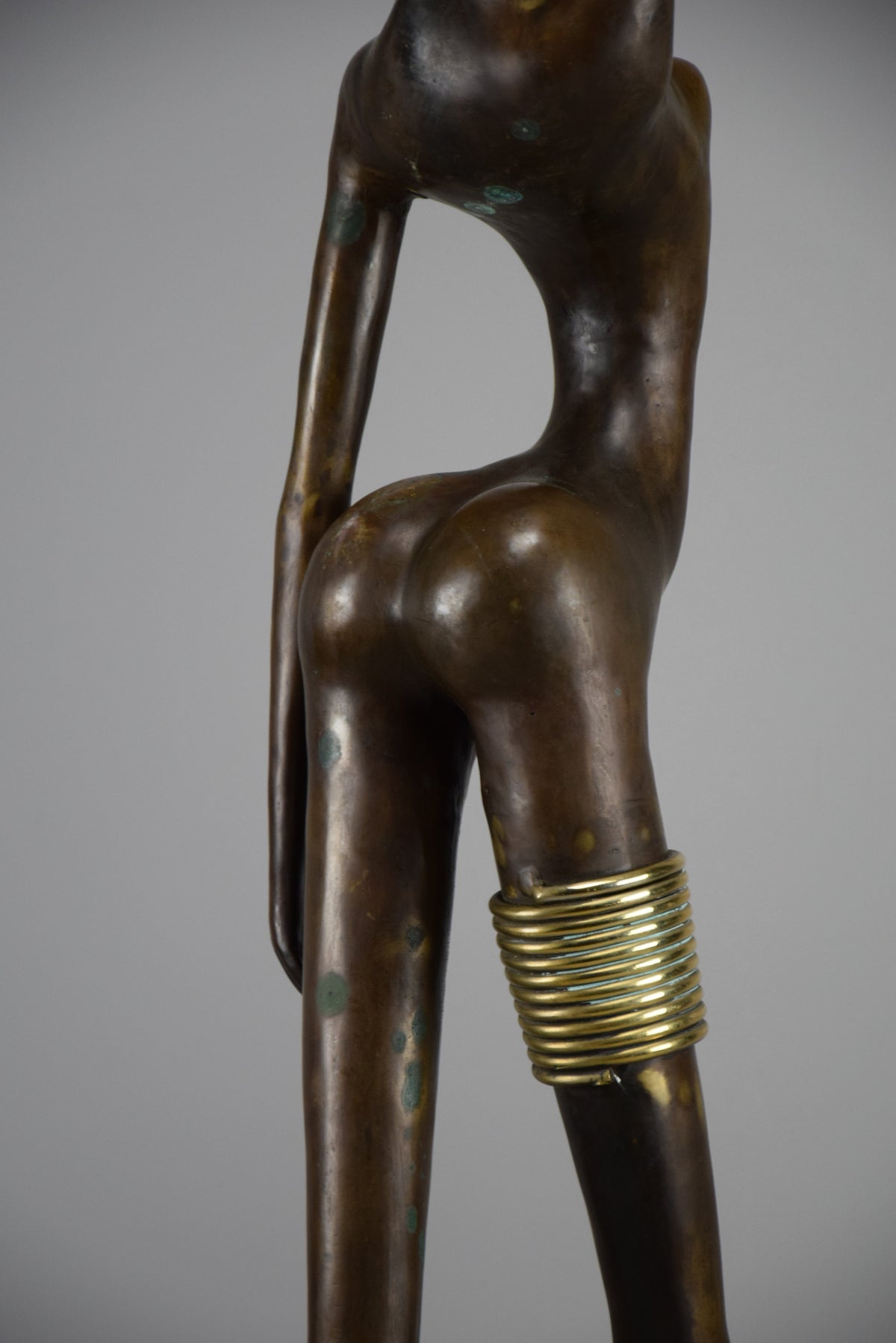 Exquisite brass and copper mid century modern African female sculpture - Art