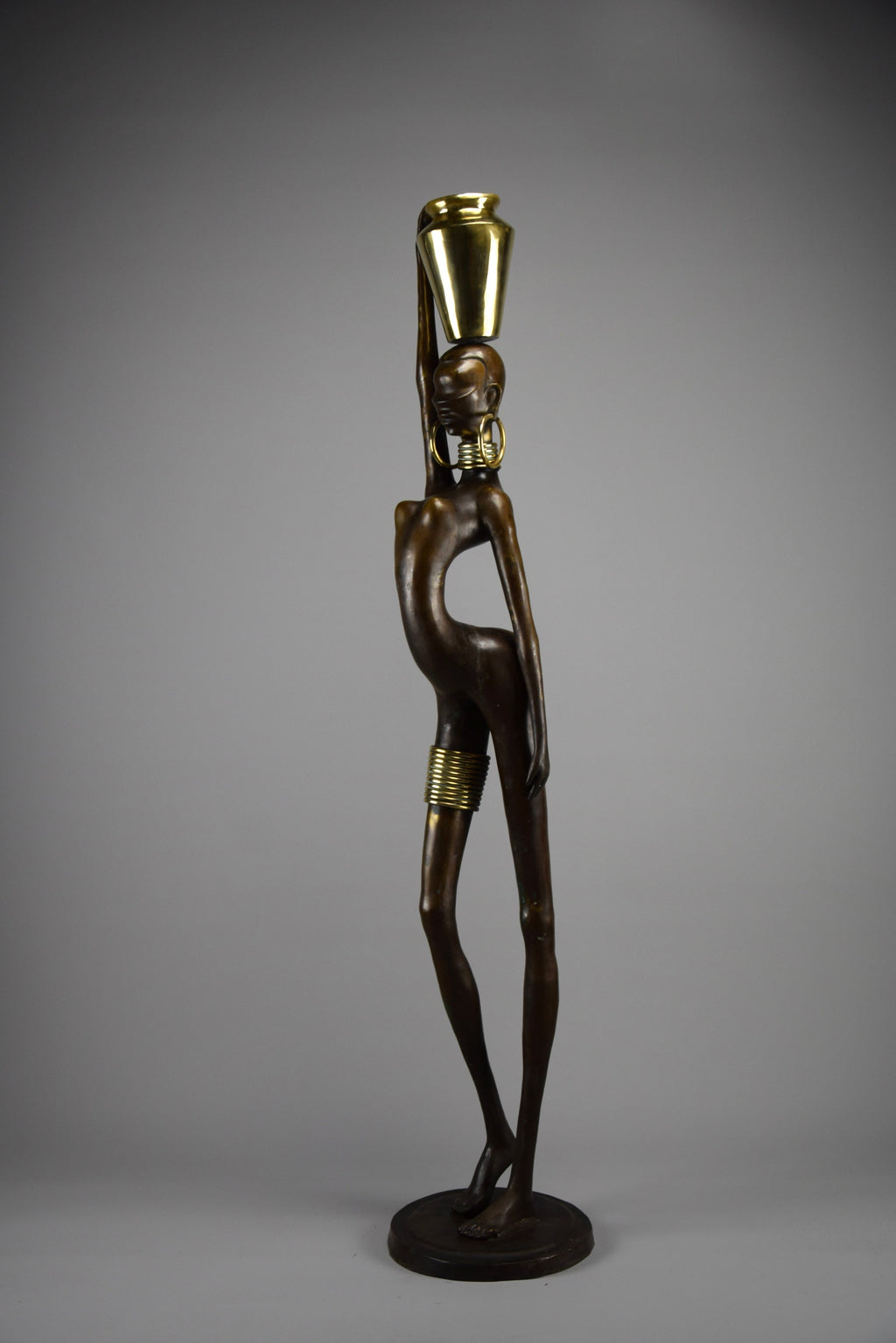 Exquisite brass and copper mid century modern African female sculpture - Art