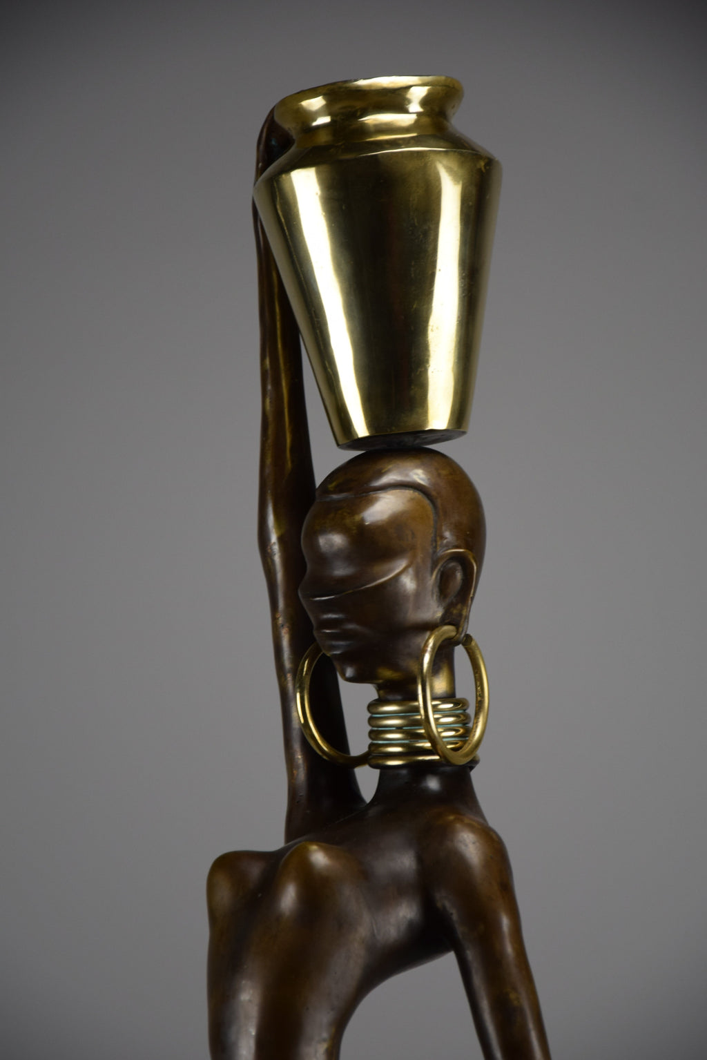 Exquisite brass and copper mid century modern African female sculpture - Art