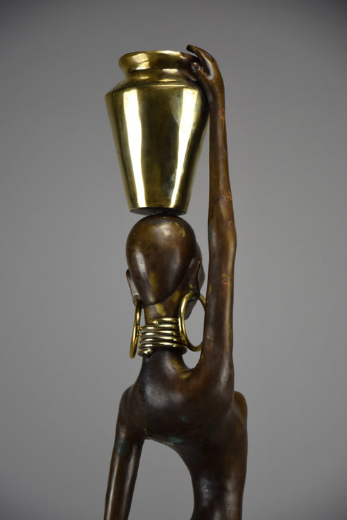 Exquisite brass and copper mid century modern African female sculpture - Art