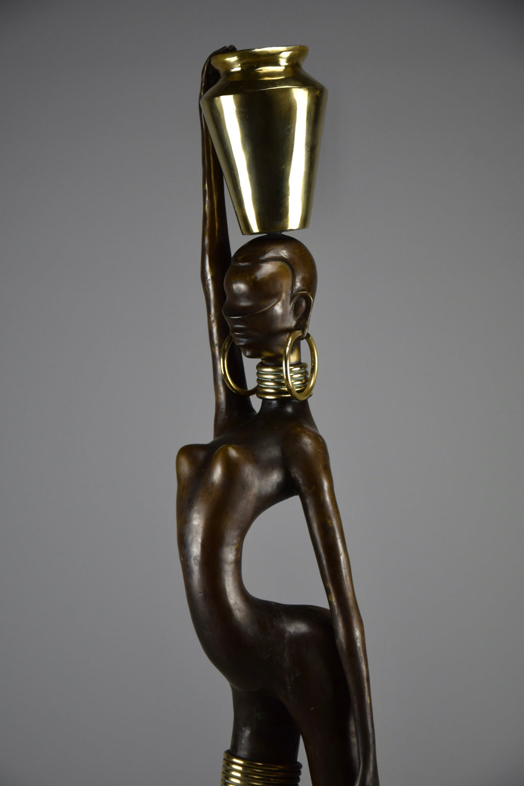 Exquisite brass and copper mid century modern African female sculpture - Art