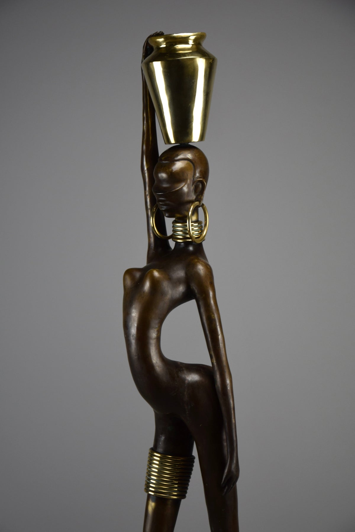 Exquisite brass and copper mid century modern African female sculpture - Art