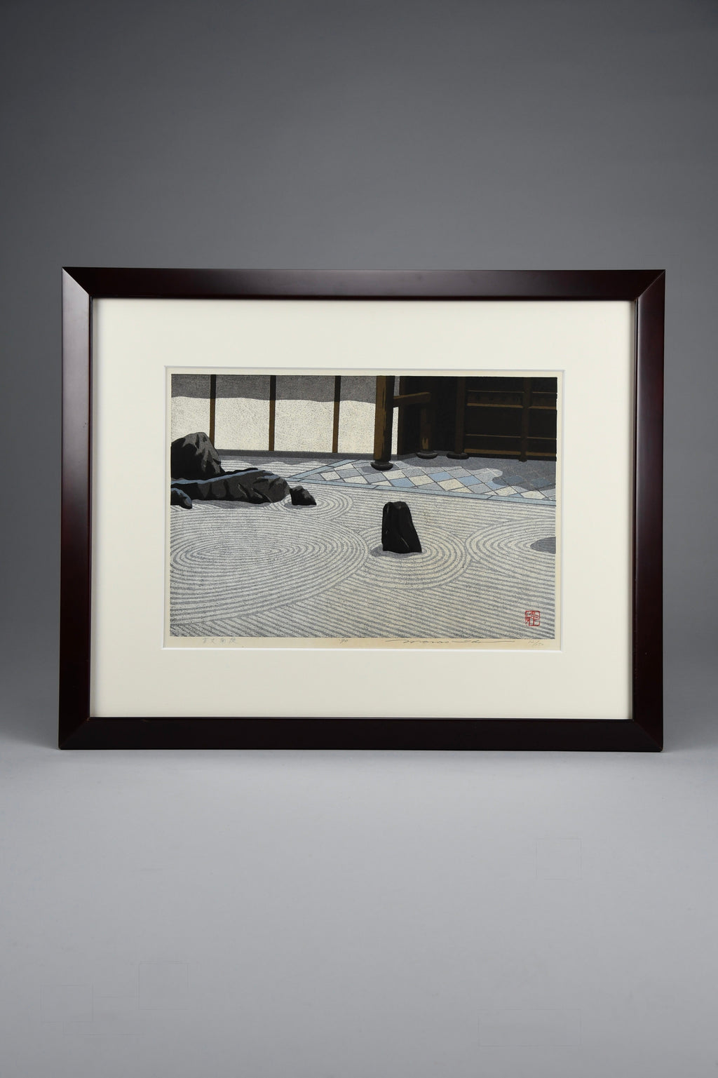 Hōjō Nantei (方丈南庭) ’South garden of the Hōjō’ Sōsaku Hanga woodblock print by Masao Ido 1990 - Art