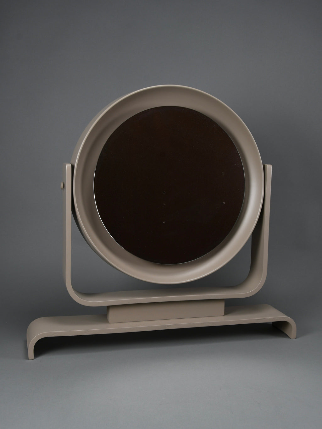 Italian postmodern vanity mirror in taupe lacquered wood tilting 1980s - Decor