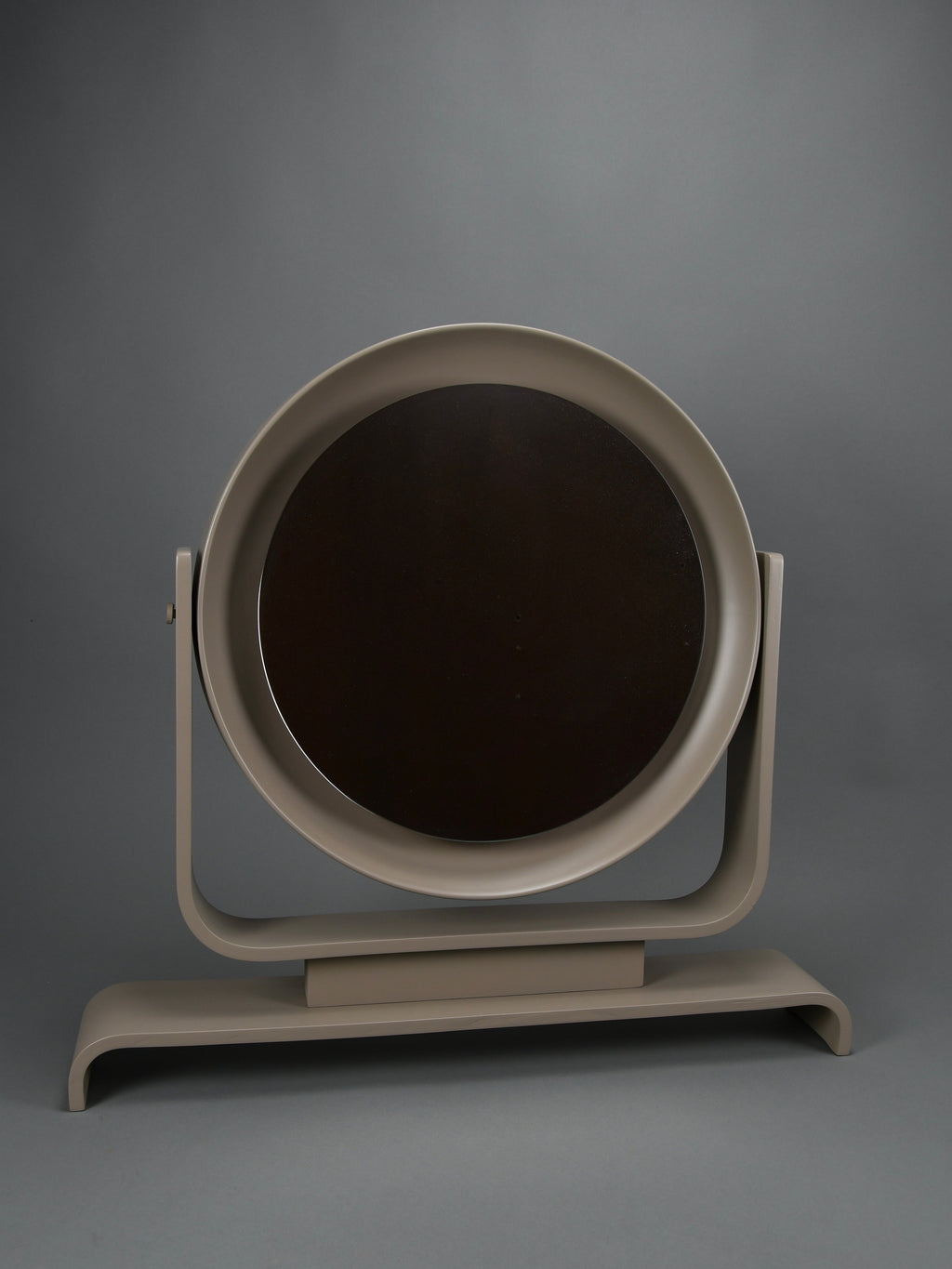 Italian postmodern vanity mirror in taupe lacquered wood tilting 1980s - Decor