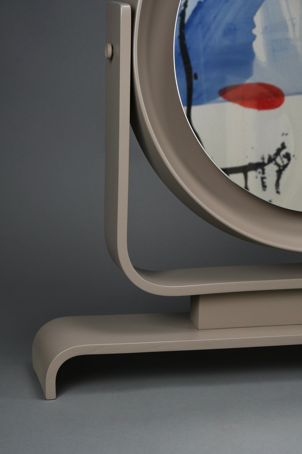 Italian postmodern vanity mirror in taupe lacquered wood tilting 1980s - Decor