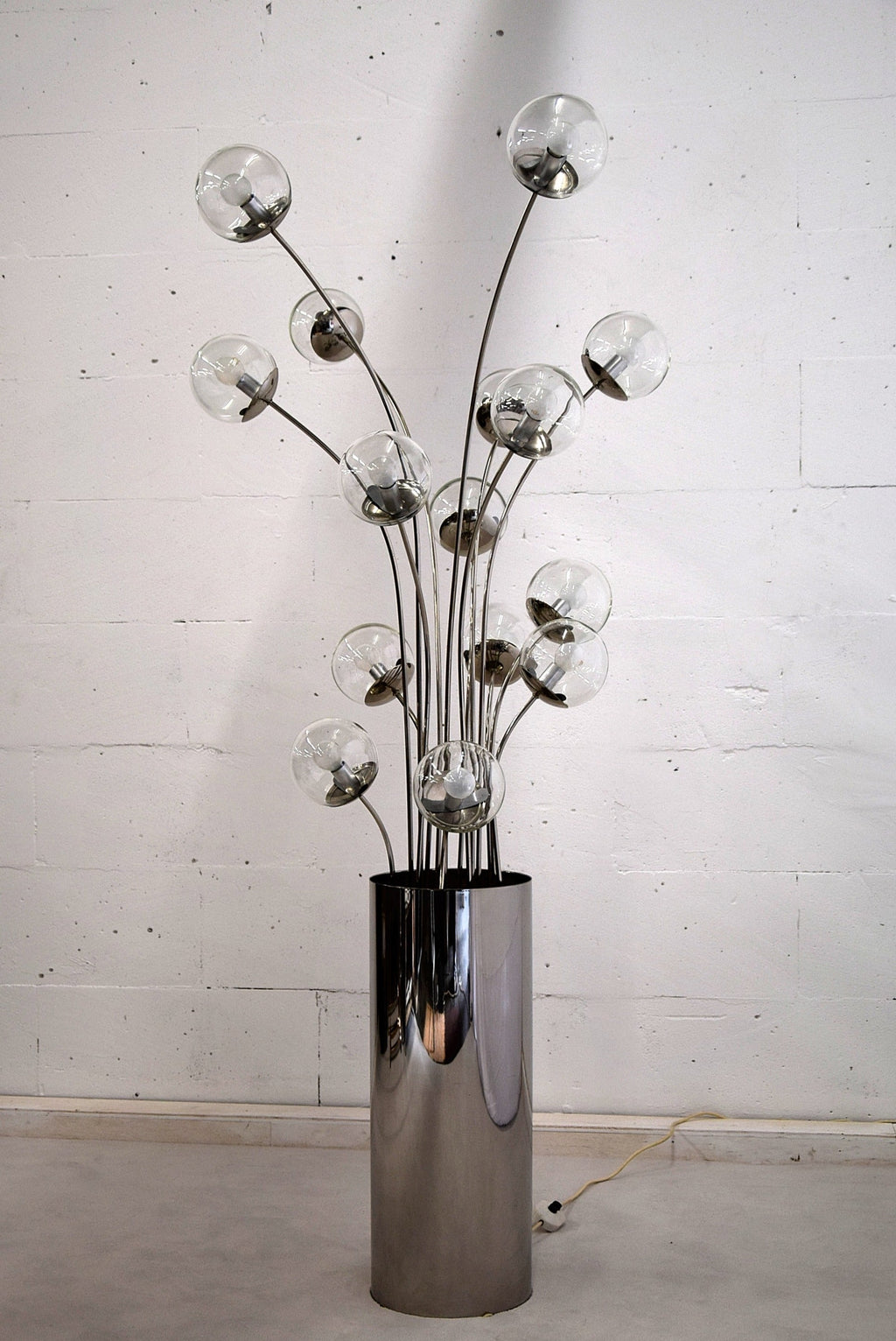Mid century modern chrome Italian floor lamp - Lighting