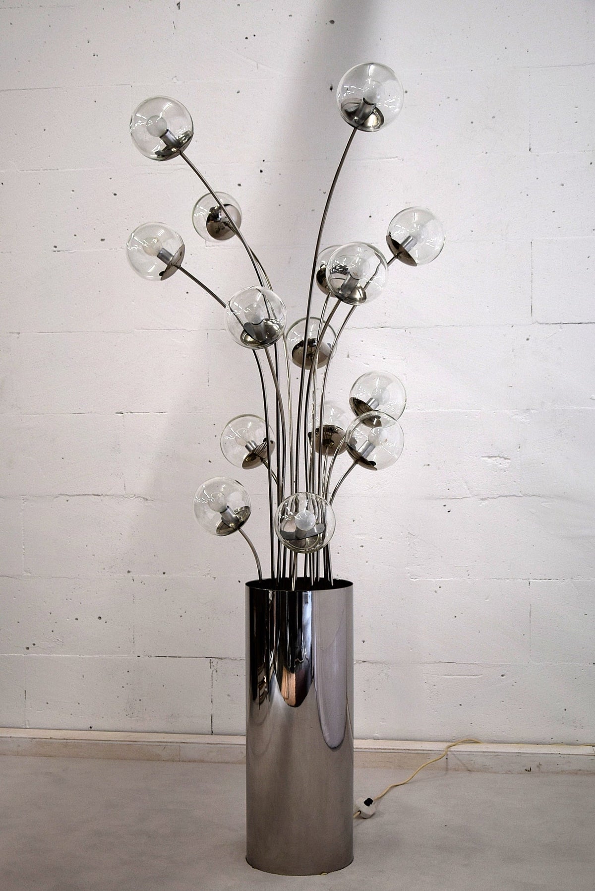 Mid century modern chrome Italian floor lamp - Lighting