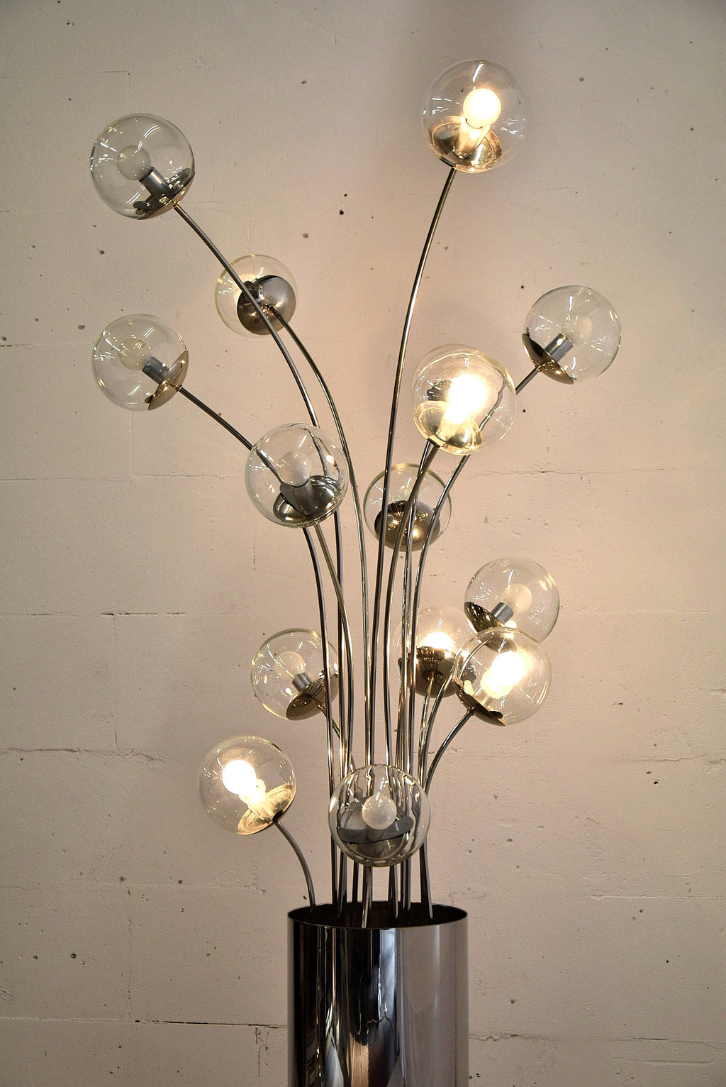 Mid century modern chrome Italian floor lamp - Lighting