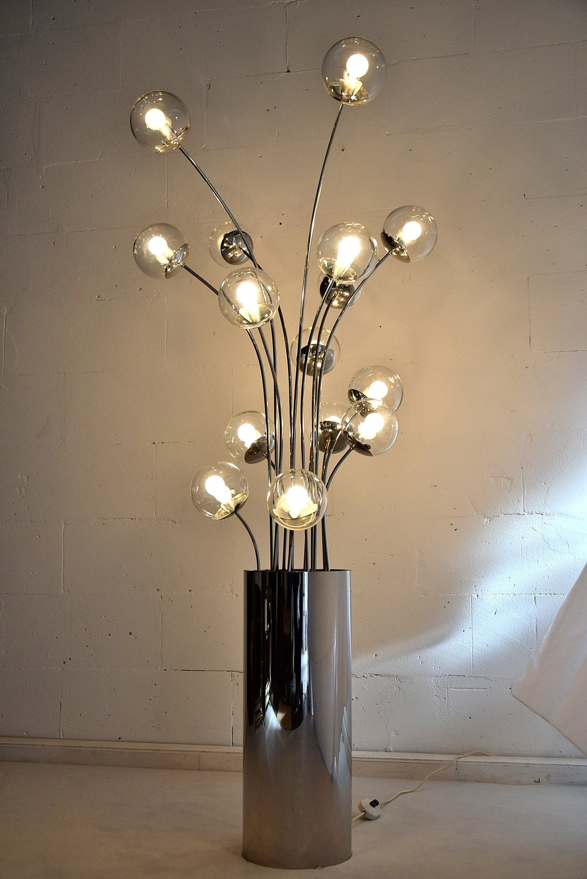 Mid century modern chrome Italian floor lamp - Lighting