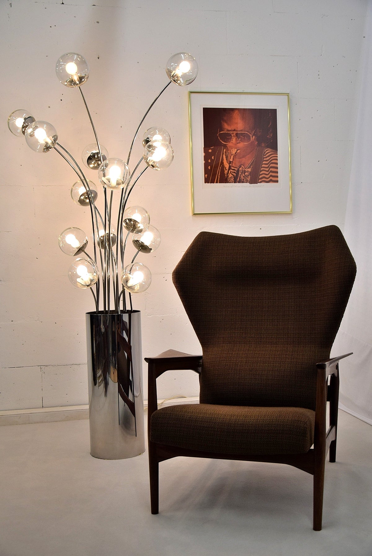 Mid century modern chrome Italian floor lamp - Lighting