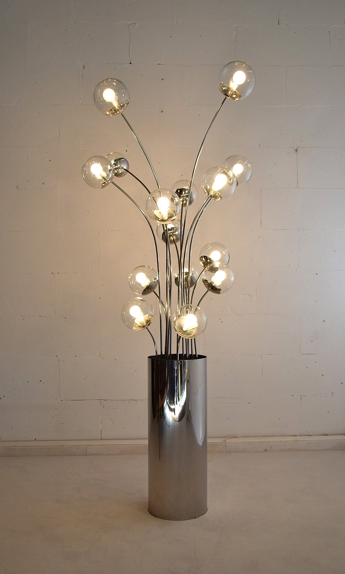 Mid century modern chrome Italian floor lamp - Lighting