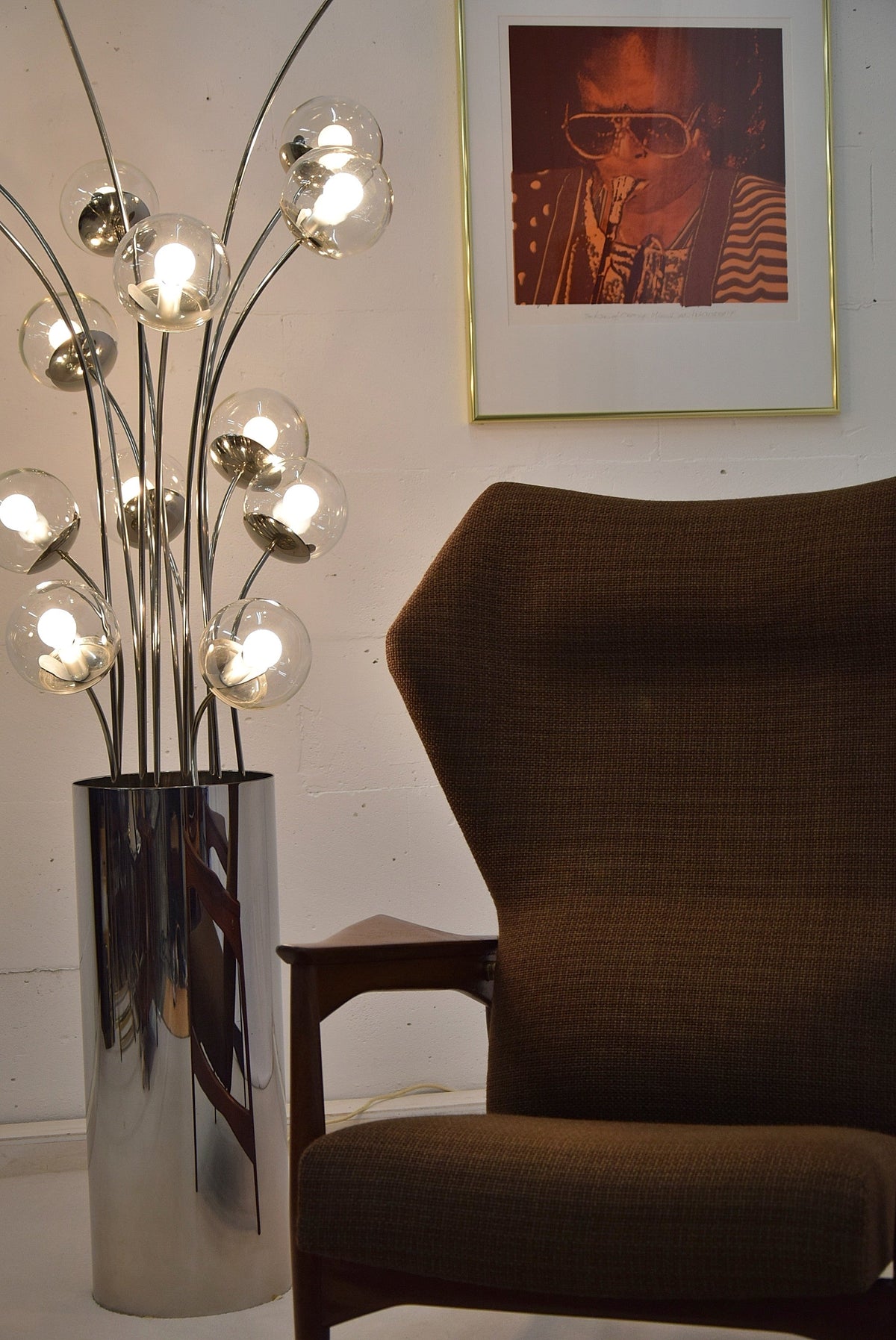 Mid century modern chrome Italian floor lamp - Lighting