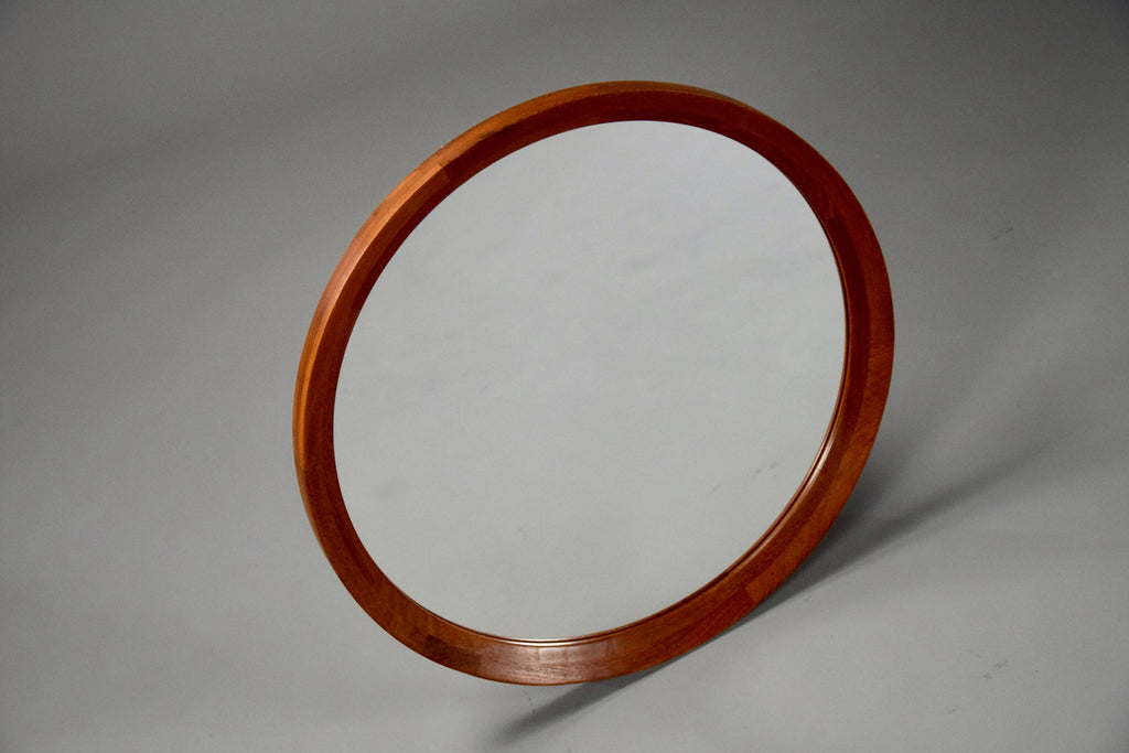 Mid-century Modern Danish Teak Round Mirror - Decor
