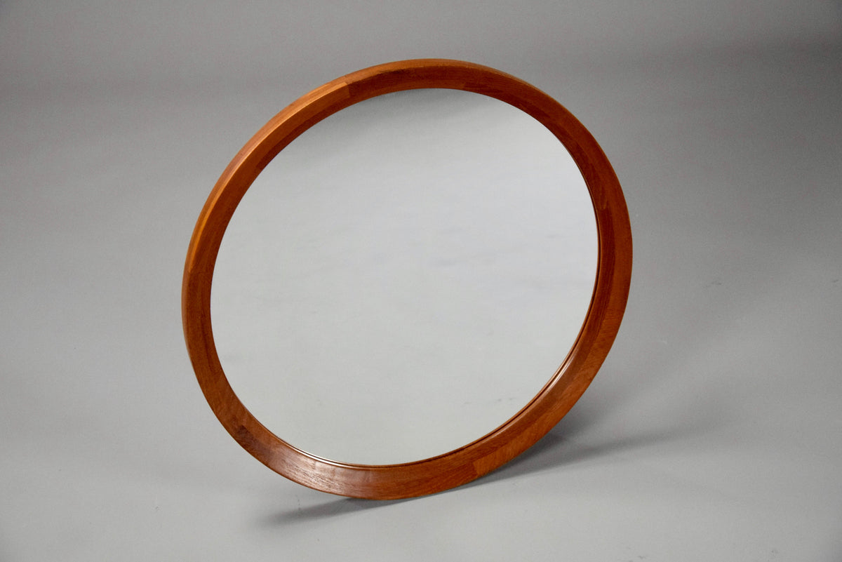 Mid-century Modern Danish Teak Round Mirror - Decor