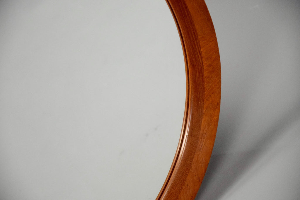 Mid-century Modern Danish Teak Round Mirror - Decor