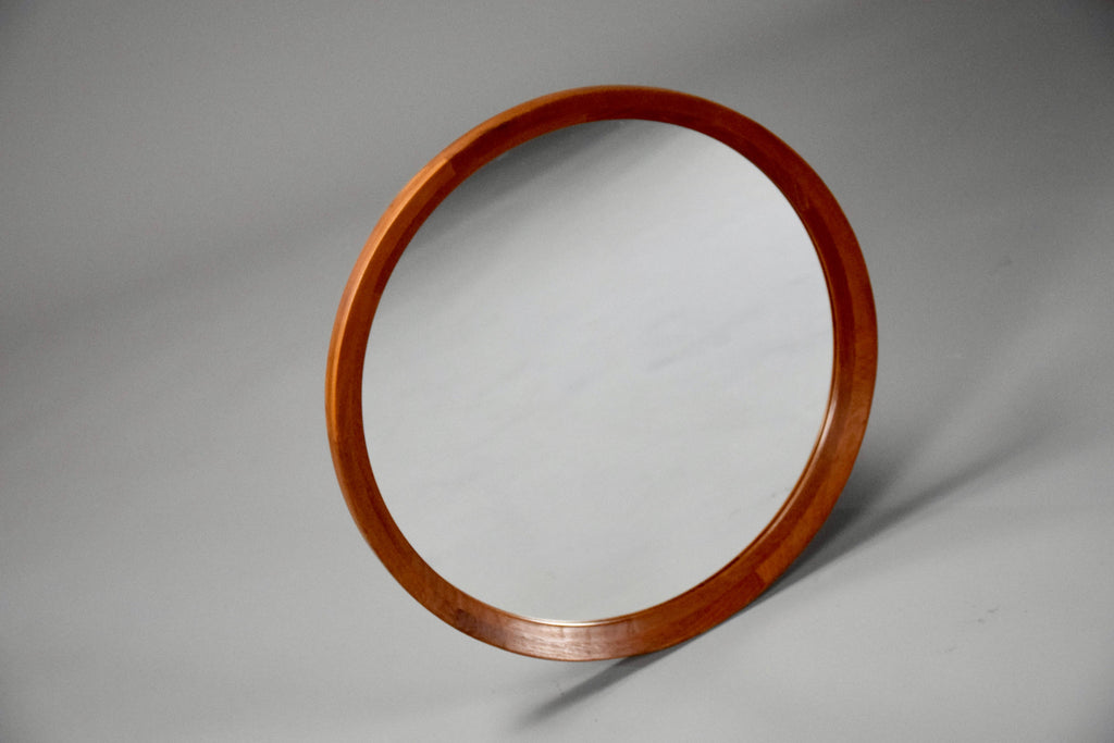 Mid-century Modern Danish Teak Round Mirror - Decor