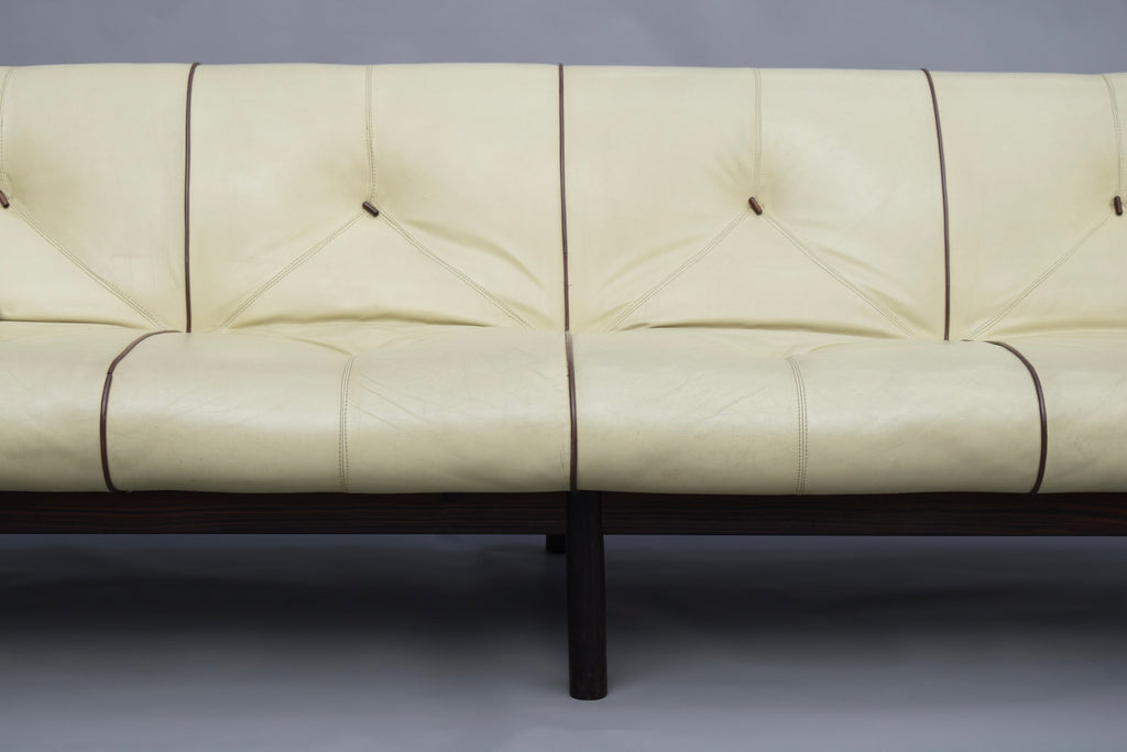 Percival Lafer ’MP-13’ Jatoba Wood and Leather Four-Seat Sofa Brazil C. 1967 - Sofas