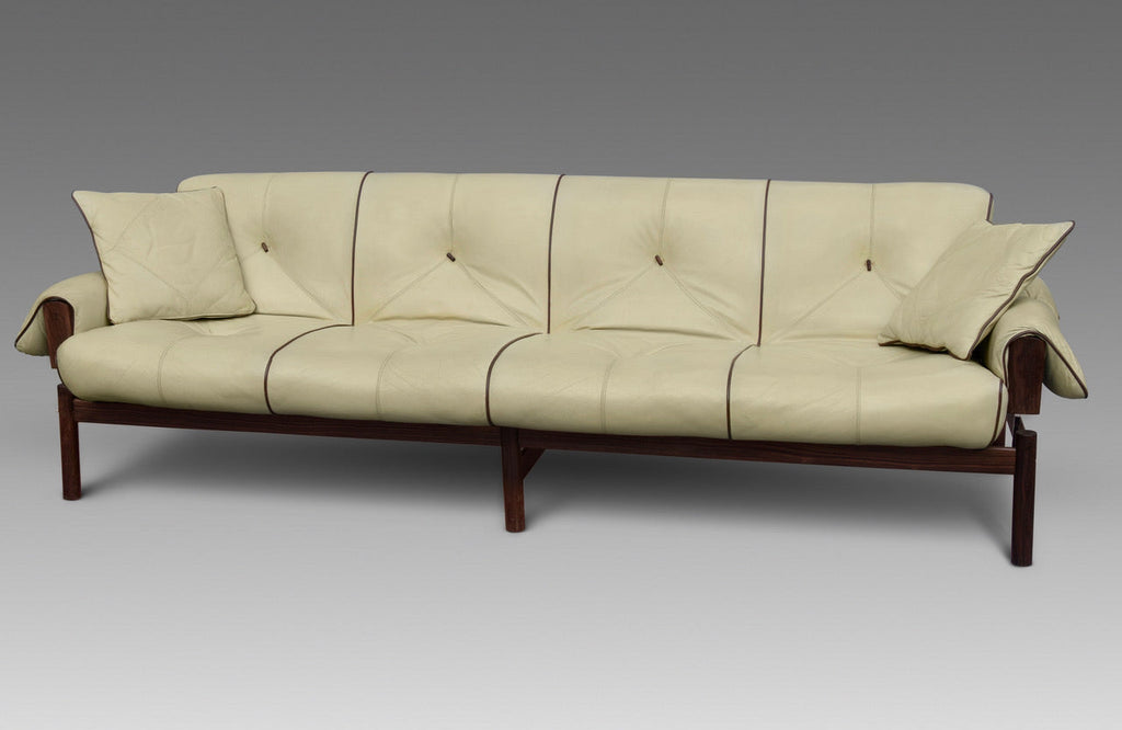 Percival Lafer ’MP-13’ Jatoba Wood and Leather Four-Seat Sofa Brazil C. 1967 - Sofas