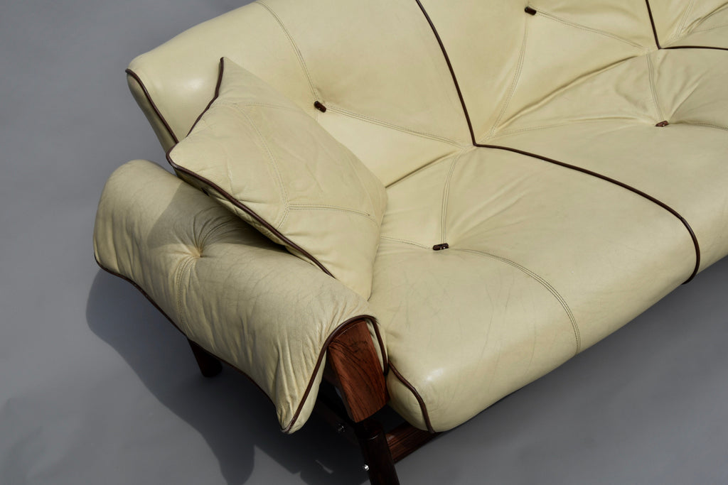 Percival Lafer ’MP-13’ Jatoba Wood and Leather Four-Seat Sofa Brazil C. 1967 - Sofas