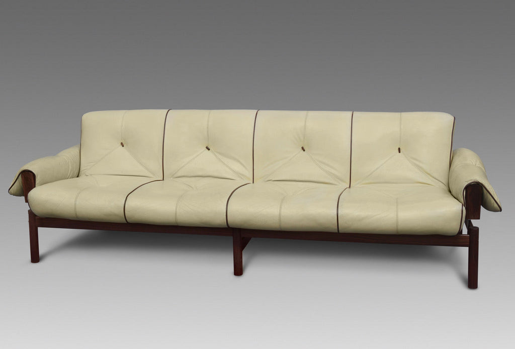 Percival Lafer ’MP-13’ Jatoba Wood and Leather Four-Seat Sofa Brazil C. 1967 - Sofas